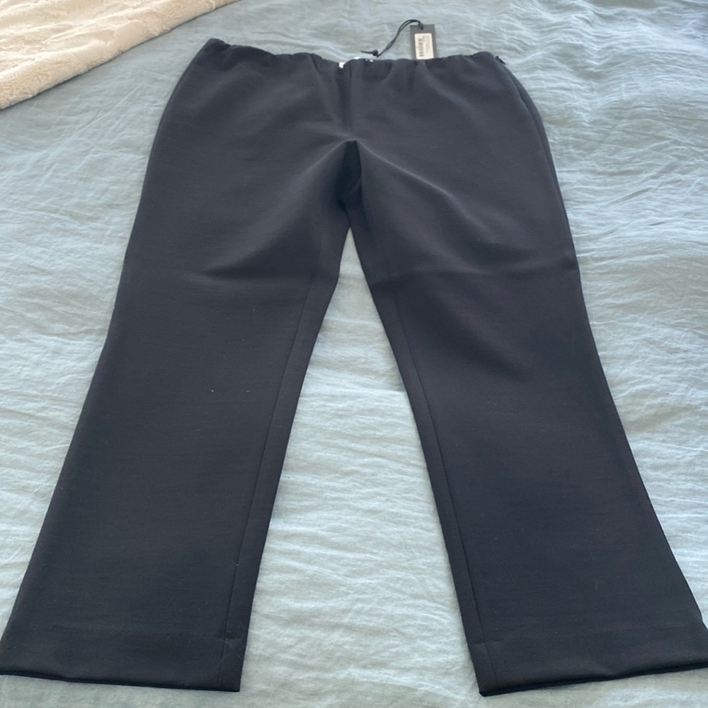 Elastic waist pull on straight black pant